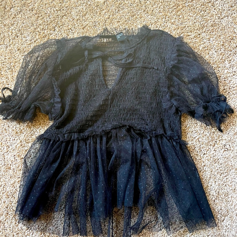 Black baby doll styled sheer see-through Shirt